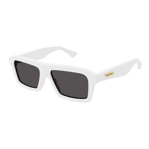 Bottega Veneta Sunglasses Rectangle Full Rim, White Frame and Grey Lens